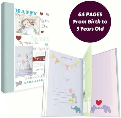 Baby Memory Book w/Keepsake Box & 30 Monthly & Baby First Milestone Stickers - Gender Neutral First Year Scrapbook Journal - Baby Photo Album for Boys - Image 2