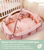 5-in-1 Baby Play Gym and Tummy Time Mat, 12 Learning Cards, Plush Activity Mat with 6 Toys, Baby Gym, Convertible to Ball Pit, Baby Gift, Pink - Image 5