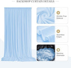 30ft x 10ft Baby Blue Backdrop Curtains for Parties, 6 Panels 5ft x 10ft Wrinkle-Free Light Blue Drapes for Baby Shower Boy Gender Reveal Birthday Wedding Pool Party Summer Beach Party - Image 3