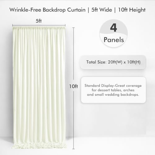 20×10 Ivory Backdrop Curtain for Wedding Party Decorations Wrinkle Free - Image 2