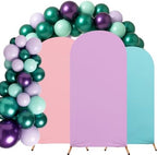Mindsoft Mermaid Colors Arch Backdrop Cover Set of 3 with 96 Pcs Balloon, 4ft 5ft 6ft Spandex Fitted Stretchy Backdrop Stand Covers for Baby Shower Wedding Birthday Photo Banquet Party Decoration - Image 6