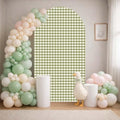 Silly Goose Arch Backdrop Cover Plaids Gingham Stretchy Spandex Arch Stand Cover for Girl Boy 1st Birthday Party Easter Baby Shower Decoration (6FT,Green) by HISDH