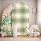 Silly Goose Arch Backdrop Cover Plaids Gingham Stretchy Spandex Arch Stand Cover for Girl Boy 1st Birthday Party Easter Baby Shower Decoration (6FT,Green) by HISDH