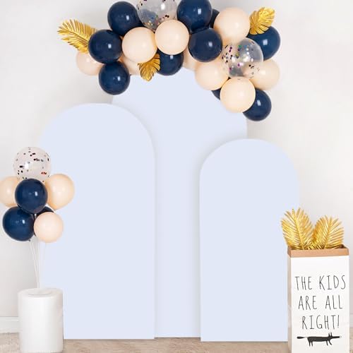 FOTSHARER Arch Backdrop Cover Set of 3 White Arch Cover Backdrop Fabric 4FT 5FT 6FT Spandex Fitted Arch Cover for Bridal Baby Shower Chiara Arched Stand Covers Wedding Balloon Arch Covers for Parties - Image 5