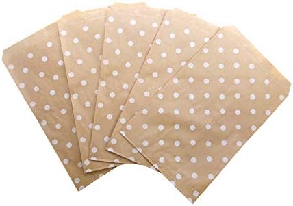 N'icePackaging 200 Qty 8.5" x 11" Decorative Flat Paper Gift Bags - White Polka-Dot on Brown Kraft Bags - For Sales/Treats/Parties Cookies/Gifts by N%27ice+Packaging