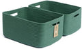 MiniArk Large Storage Baskets for Shelves, 17 x 13 x 7.5” Closet Organizers Bins for Clothes Blanket Towels, Baby Nursery, Toy Baskets Box, Woven Rope Baskets, 2 Packs Green by MiniArkStorageBasketsHome