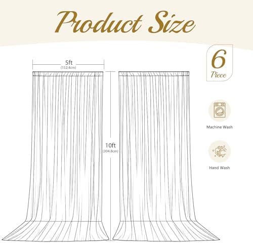 30ft x 10ft Ivory Backdrop Curtains, Ivory Cream Drapes for Backdrop Fabric - Image 5