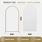 Arch Backdrop Stand and Cover Set, Metal Balloon Arch Backdrop 6.6ft, Gold Arched Stand Frame for Wedding, Parties,Birthday, Backdrop Decorations (White,6.6ft) - Image 2