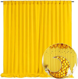 10 x 10 Feet Yellow Backdrop Curtain for Partie, Background Curtains for Photoshoot, Birthday, Wedding, Halloween, Thanksgiving, Christmas Day, New Year Party Decorations 5Ft x 10Ft, 2 Panels by ZEBMOON