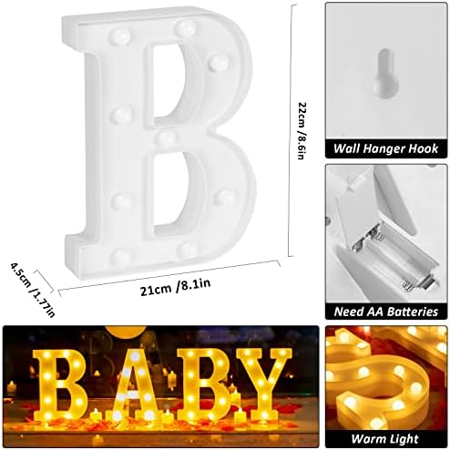 Baby Marquee Light Up Letters - LED Letter Number Light Sign Decoration for Birthday Home Table Decor White - Image 4