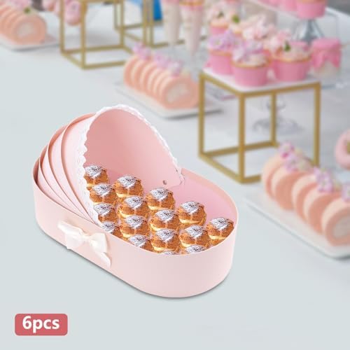 6PC Cradle Gift Box, Cardboard Baby Shower Favor Boxes, Bassinet Shaped Treat Boxes for Candy, Small Gifts, Birthday Party, Wedding and Celebration Decorations - Image 3
