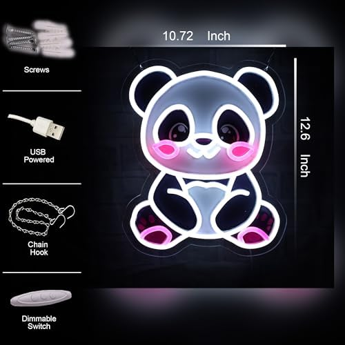Panda Neon Sign, USB Powered LED Light for Room Decor - Image 4