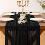 Black Table Runner Halloween Fall Cheesecloth Wedding Birthday Party Decor - Image 5
