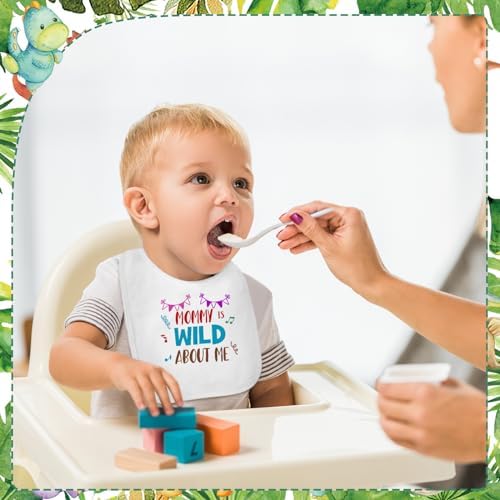 Panitay 100 Pcs White Baby Bodysuits Bibs Kit 25 Guests, Dinosaur - Image 2