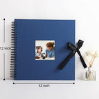 Vienrose Scrapbook Photo Album with Corner Stickers 12x12 inches DIY with Cover Photo Pocket 80 Pages Silk Ribbon Hardcover Album for Guest Book Wedding Baby Shower Christmas Navyblue - Image 5