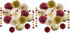 Burgundy and Gold Party Decorations Maroon Gold Burgundy Paper Pom Poms Lanterns Glitter Dots Hanging Garland for Birthday Bridal Shower Bachelorette Graduation Party Decor (Pack of 2) by FETETIJD