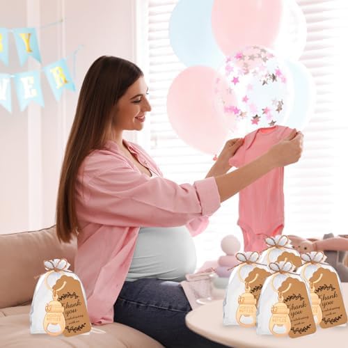 50Pcs Popping Bottle Openers Baby Shower Party Favors for Guests, Bottle Opener Return Gift and Souvenirs with Organza Bags Thank You Cards for Theme Decoration Supplies (Gold - Image 6