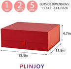5 Pcs Large Gift Box 13.5x11.8x4.7 Inches, Red Gift Boxes for Presents with Magnetic Closure Lid, Luxury Gift Box Rectangle Collapsible Boxes for Gift Packaging - Image 4