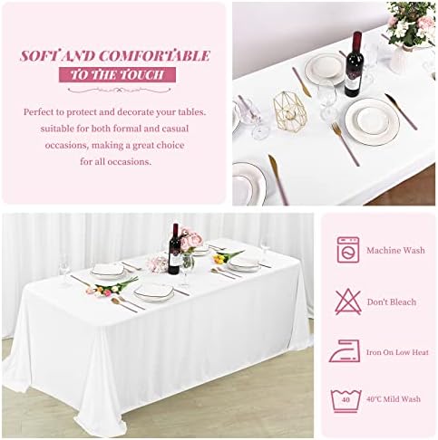 Showgeous 90x132 Inch White Rectangle Tablecloth 10 Pack Fit 8FT Table - Image 5