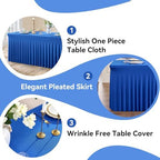 NSSONBEN 2 Pack Royal Blue Spandex Tablecloths 6ft, Wrinkle Free High Stretch Fitted Table Cloths for 6 Foot Rectangle Tables, Ruffle Skirt Spandex Table Covers 6ft for Party Wedding Banquet - Image 3