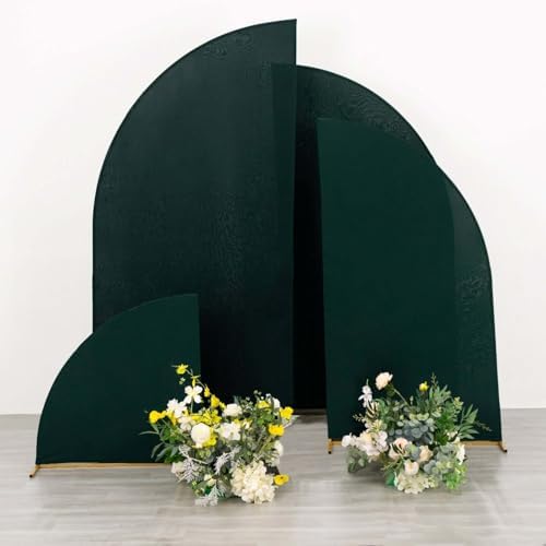 Efavormart Set of 4 Hunter Emerald Spandex Half Moon Arch Covers, Custom Fit Chiara Backdrop Slipcovers 2.5ft-7ft for Enchanted Forest Themes and Galas - Image 2