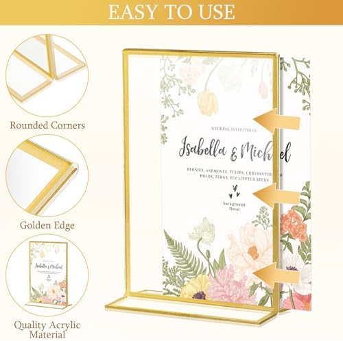 Hoteam 48 Pack 4 x 6 Inch Gold Acrylic Sign Holders, Wedding Picture Frame - Image 3