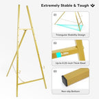 Gold Easel Stand for Sign, Adjustable Metal Display Easel 4-Tier Height Large Artist Display Easels for Painting Wedding, Baby Shower, Birthday Party and Commercial Display - Image 5