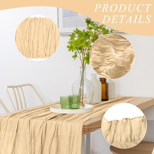 12 Pack Cheesecloth Table Runner, Runner Gauze Boho Wedding Decor Romantic Table Runner for Wedding Birthday Party(35" x 118") (Light Brown) - Image 3