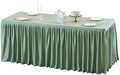 Wish Care Sage Green Polyester Table Clothes for 8 Foot Rectangle Tables, Wrinkle Free Fitted Table Cover with Pleated Ruffle Table Skirt for Birthday Party Wedding Trade Show Event Display by WishCare