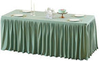 Wish Care Sage Green Polyester Table Clothes for 8 Foot Rectangle Tables, Wrinkle Free Fitted Table Cover with Pleated Ruffle Table Skirt for Birthday Party Wedding Trade Show Event Display by WishCare
