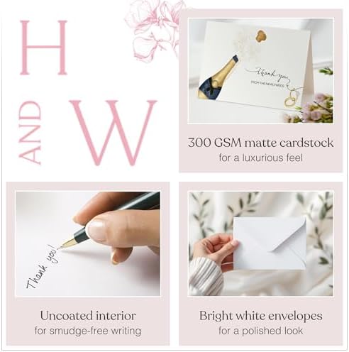 Heather & Willow 100 Wedding Thank You Cards from the New Mr and Mrs | 4x6 Bulk Thank You Cards with Envelopes | Grateful Notes Bridal Shower and Baby Shower - Image 5