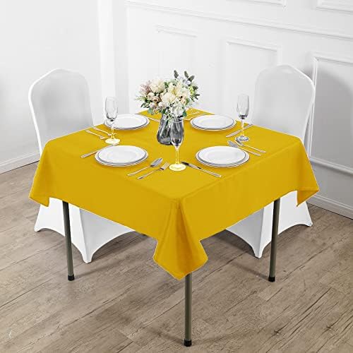 Fokitut 2 Pack Waterproof Square Tablecloth, 90x90 Inch, Stain Resistant and Wrinkle Polyester Table Cloth, Fabric Table Cover for Kitchen Dining, Wedding, Party, Holiday Dinner-Yellow - Image 5