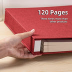Large Photo Album Self Adhesive 4x6 5x7 3x5 8.5x11 Scrapbook Magnetic Album DIY Scrap Book Length 13 x Width 12.8 (Inches) 120 Sticky Pages Linen Cover DIY Photo Album (Red) - Image 4
