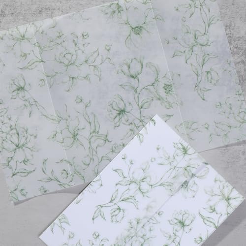 UNIQOOO 50 Pack Pre-Folded Graceful Green Bloom Vellum Jackets&UNIQOOO Wax Seal Stickers - Baby‘s Breath - Image 5