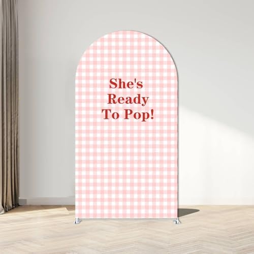 NIVIUS PHOTO She's Ready to Pop Baby Shower Arch Backdrop Cover, Party Decorations, Chiara Arch Cover for Gender Reveal, Birthday Party Photo Booth (6.5FT,G-05633) - Image 2