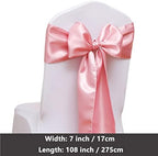 50 Pack Satin Dusty Pink Chair Sashes, 7 X 108 Inches Dusty Pink Chairs Bows for Wedding Party Gender Reveal Decor, Satin Chairs Ribbons Ties for Ceremony Event Decorations - Image 5