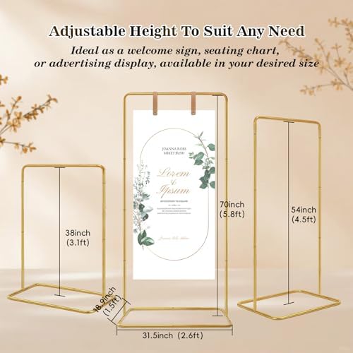 Wedding Welcome Sign Stand, Gold Adjustable Sign Holder for Wedding Decor - Image 2