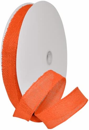 Morex Natural Burlap Wired Ribbon for Decorations, Holidays, Parties, Home and Outdoor Decor, 1.5" x 50 Yd, Orange by MorexRibbon