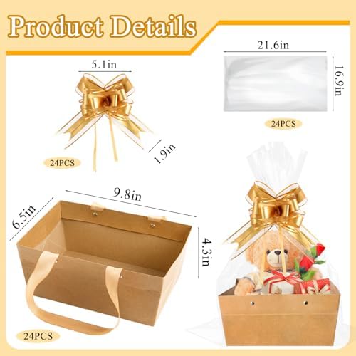 24 Pcs Basket for Gifts Empty Kraft Empty Gifts Baskets with Handle - Image 2
