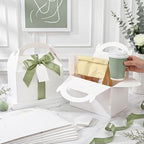 Maitys 24 Set Large Gable Boxes with Handle, Ribbon, Tag, White,Sage Green - Image 5