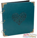 Photo Album DIY Scrapbook - 12x12 inch 50 Pages Vintage Leather Cover Three-Ring Binder Love Picture Booth Albums with 408pcs Self Adhesive Photos Corners for Memory Keep, Heart (Jasper Green) by ADVcer