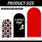 FYSUIMU 3 Pcs Casino Night Arch Backdrop Covers Black Red Dice Playing Card Stretchy Spandex Arch Stand Fabric Cover for Vegas Themed Game Night Poker Birthday Party Decor (4ft/5ft/6ft) - Image 2
