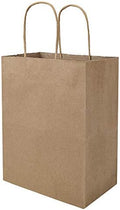 bagmad 100 Pack 8x4.75x10 Inch Plain Medium Paper Bags with Handles Bulk, Brown Kraft Craft Gift Bags, Grocery Shopping Retail Birthday Party Favors Wedding Sacks (Natural Brown, 100pcs) by bagmad