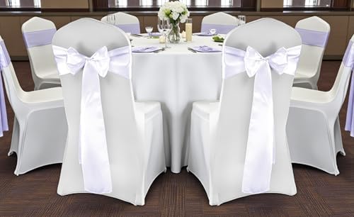 MDS® Pack of 200 Satin Chair Sashes for Wedding & Events – White - Image 2