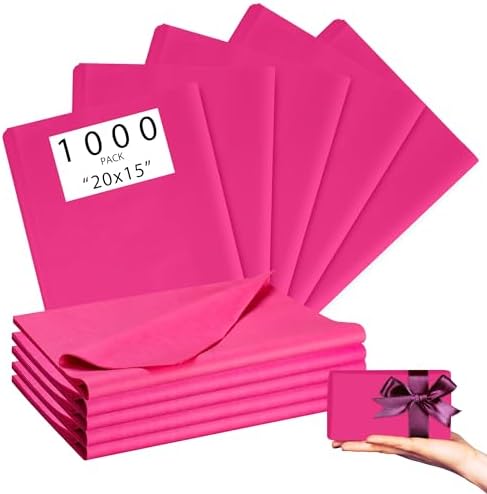 Pink 1000 Sheets 20"X15" Tissue Paper Bulk for Gift Bags - Wrapping Tissue Paper for Birthday Weddings Showers Gift Packaging Arts Craft Party Favor Decoration Wrapping Supplies by PINWATT