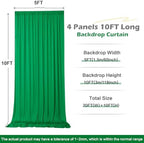 20 ft x 10ft Wrinkle Free Green Backdrop Curtain for Parties, 4 Panels 5x10ft Silky Polyester Green Backdrop Drapes Photo Back Drop Cloth for Wedding Birthday Baby Shower Photography Background - Image 6