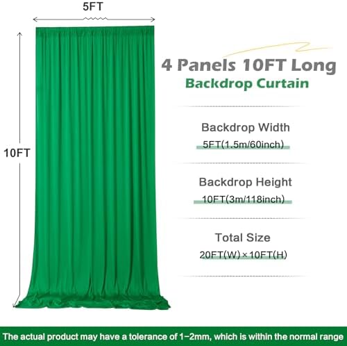 20 ft x 10ft Wrinkle Free Green Backdrop Curtain for Parties, 4 Panels 5x10ft Silky Polyester Green Backdrop Drapes Photo Back Drop Cloth for Wedding Birthday Baby Shower Photography Background - Image 6