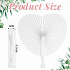 Gerrii 50 Pcs Folding Handheld Fans Paper White Wedding Fans Heart Shaped Folding Fans with Labels and Gift Bags for Wedding Celebration Birthday Party Bridal Shower Favors Kids Supplies - Image 2