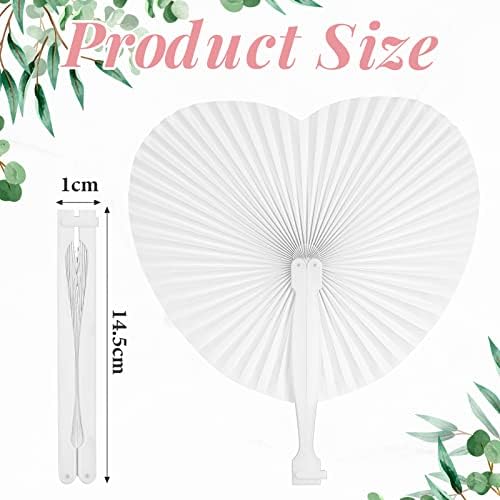 Gerrii 50 Pcs Folding Handheld Fans Paper White Wedding Fans Heart Shaped Folding Fans with Labels and Gift Bags for Wedding Celebration Birthday Party Bridal Shower Favors Kids Supplies - Image 2