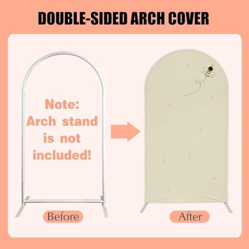 6.6FT Beige Sweet Bee Arch Spandex Cover Baby Honeycomb Arch Backdrop Cover for Kids Baby Shower Birthday Party Wedding Decoration (No Stand) - Image 5